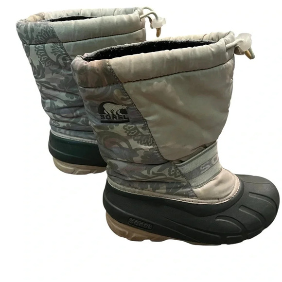 Sorel girls youth Cub Light Pink Floral Print Snow Boots SZ 3 winter waterproof - Picture 11 of 13
